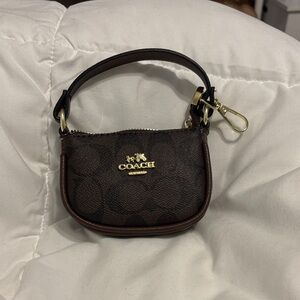 Coach Dark Brown Mini Bag charm with Gold Accents